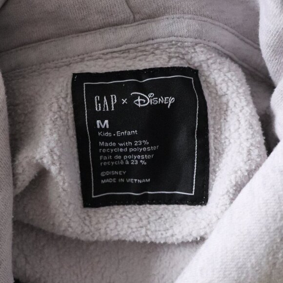 GAP x Disney Kids Sz M Grey Fleece Graphic Front Pocket Pullover Stretch Hoodie - Picture 12 of 13